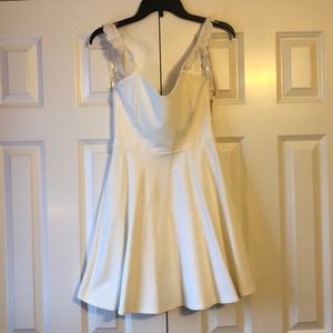 Cream Open Backed Dress with Lace Detail